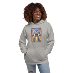 Gray hoodie with blue robot slot machine graphic, 777 design, for slot lovers and gaming fans