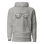 Gray hoodie with slot machine-themed aviator glasses design, featuring 7s and BAR symbols