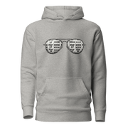 Gray hoodie with slot machine-themed aviator glasses design, featuring 7s and BAR symbols