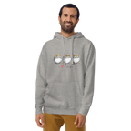 Gray hoodie with 'I ❤️ triple pots' and three pots of gold design, perfect for slot enthusiasts.