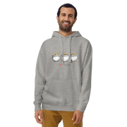 Gray hoodie with 'I ❤️ triple pots' and three pots of gold design, perfect for slot enthusiasts.
