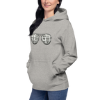 Gray hoodie with slot machine-themed sunglasses design for quirky casino fashion