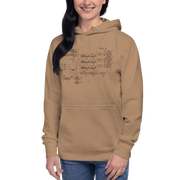 Tan hoodie with slot machine schematic design, perfect for casino enthusiasts and gaming fans
