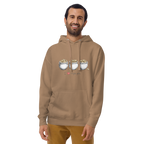 Man wearing brown hoodie with 'I ♥ triple pots' and three pots of gold design