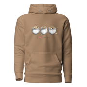 Brown hoodie with 'I ❤️ triple pots' and three coin-filled pots design