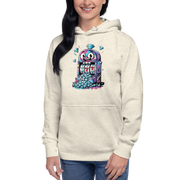 Quirky slot machine hoodie with colorful diamonds and lucky 7s design