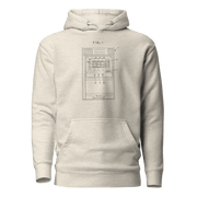 Light gray hoodie with vintage slot machine patent diagram, FIG. 1, for casino enthusiasts and players