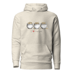 Beige hoodie with 'I ❤️ triple pots' design featuring three pots of gold coins, perfect for slot enthusiasts.