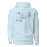 Light blue hoodie featuring a slot machine circuit diagram design for players and professionals