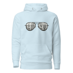 Light blue hoodie with slot machine-themed aviator sunglasses design, perfect for casino lovers