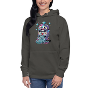 Quirky slot machine hoodie with colorful 777 design and diamond graphics for players