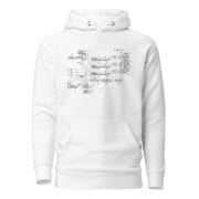 White hoodie with vintage slot machine schematic diagram, perfect for casino enthusiasts and tech lovers