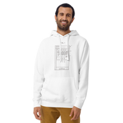 White hoodie with slot machine blueprint design for players and professionals