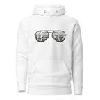 White hoodie with slot machine-themed aviator glasses design, featuring 7s and BAR symbols.