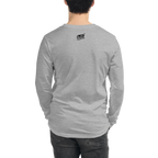 Gray long-sleeve shirt with Slot Cloth logo on back, ideal for slot enthusiasts and casual wear.