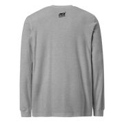 Gray long sleeve shirt with small Slot Cloth logo on back, slot-themed apparel for players