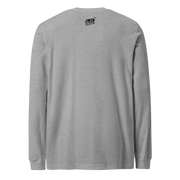 Gray long sleeve t-shirt with small Slot Cloth logo on back, slot-themed apparel for players