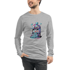 Gray long-sleeve shirt with quirky slot machine design featuring lucky 7s and diamonds