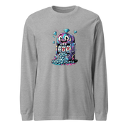 Gray long-sleeve shirt with colorful slot machine graphic featuring lucky 7s and diamonds