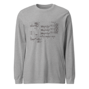 Gray long-sleeve shirt featuring a detailed slot machine patent diagram, perfect for casino enthusiasts and tech lovers.