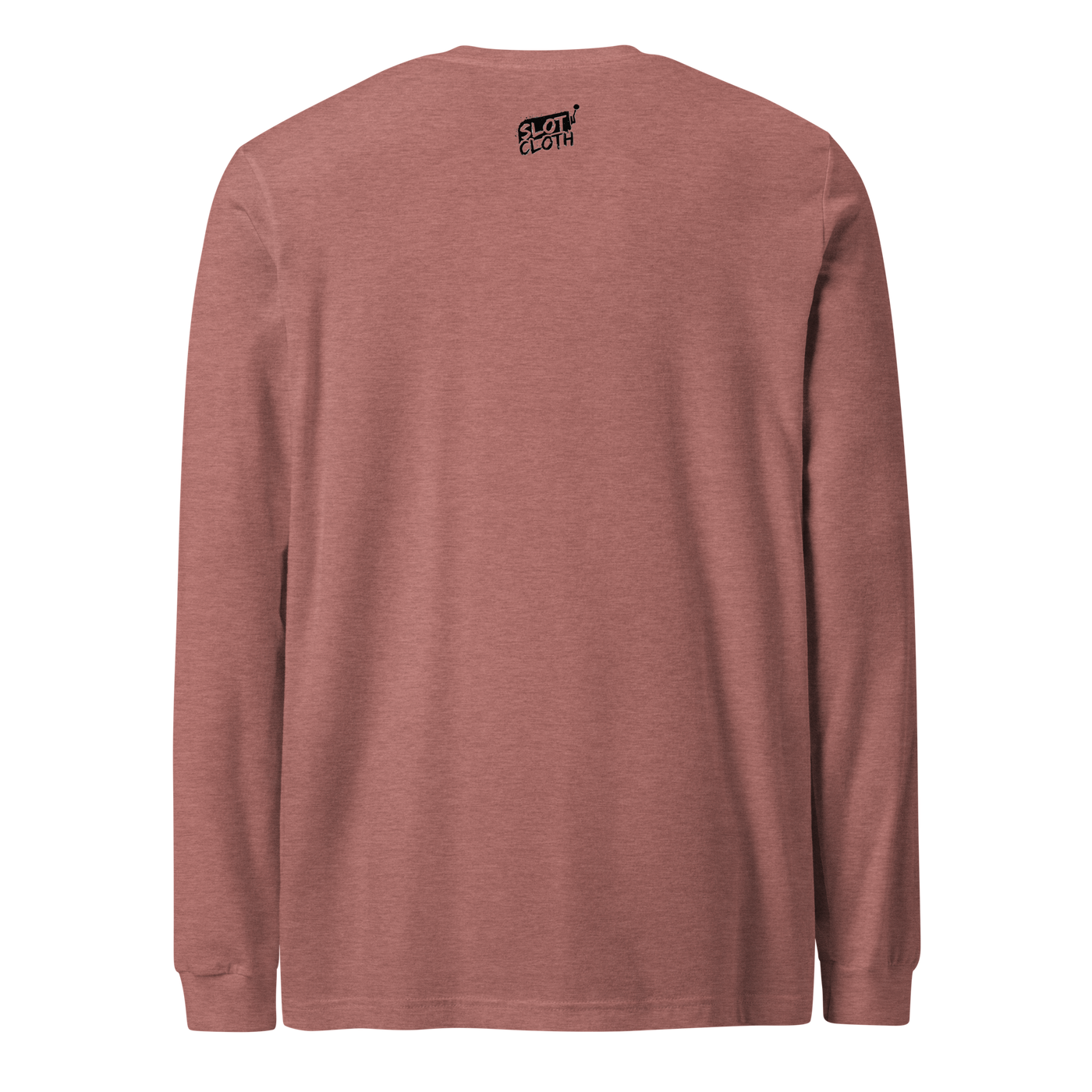 Rust-colored long-sleeve shirt with 'Slot Cloth' logo on back, ideal for slot enthusiasts and casual wear.