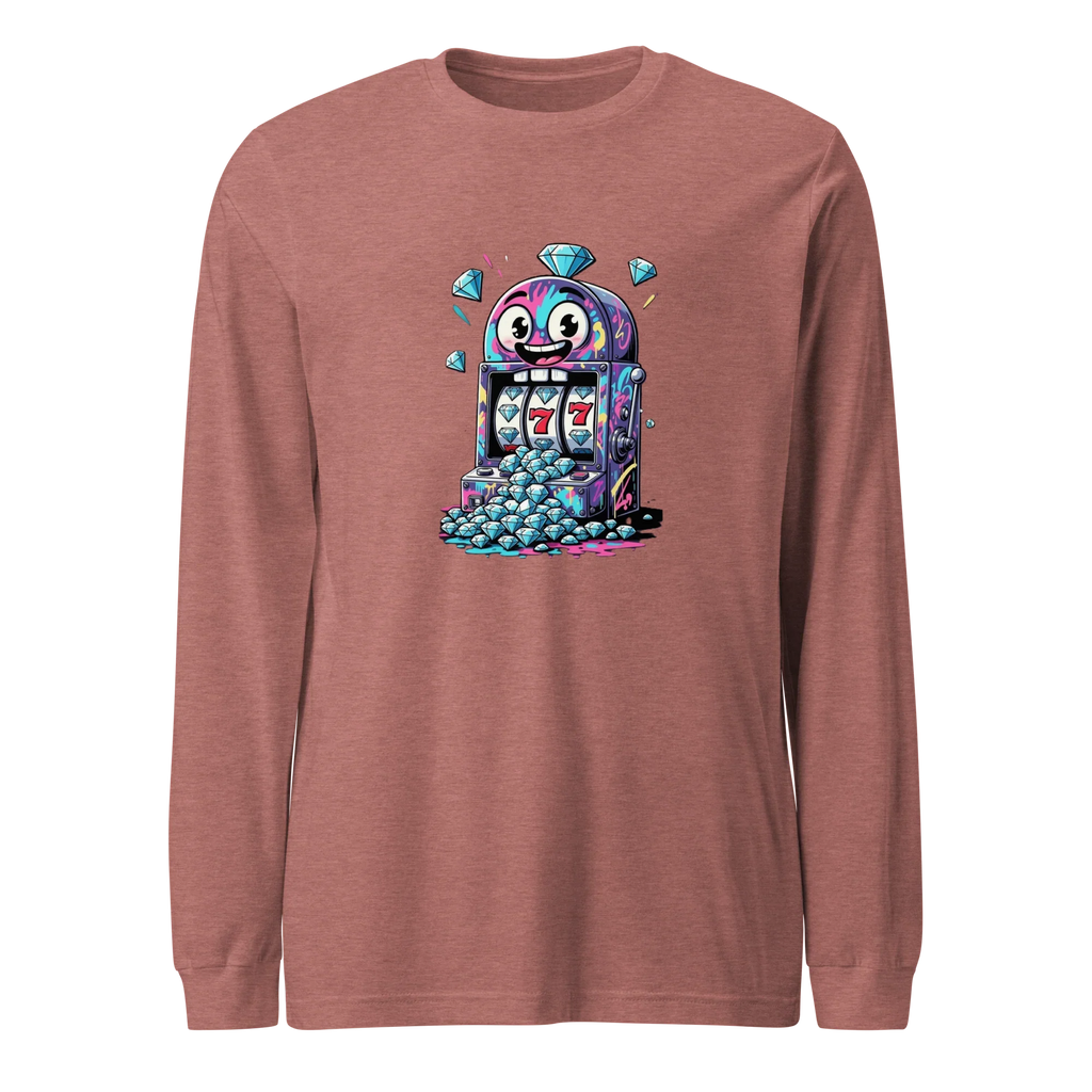 Fun slot machine graphic tee with lucky 7s and diamonds, perfect for casino lovers and gaming fans