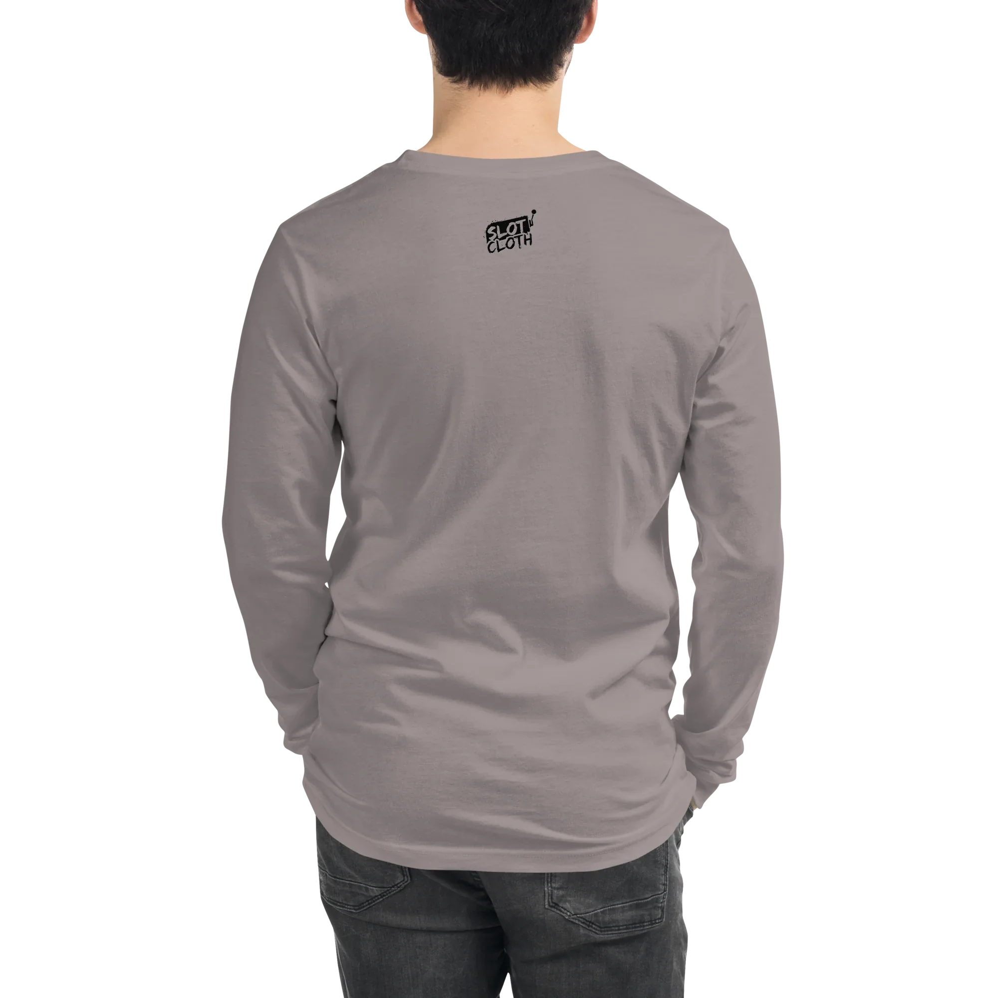 Gray long-sleeve shirt with Slot Cloth logo on back, styled for players and professionals