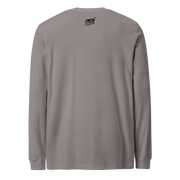 Gray long sleeve t-shirt with Slot Cloth logo on back, slot-themed apparel for players