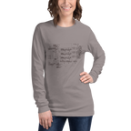 Woman wearing gray long-sleeve shirt with vintage slot machine schematic diagram, FIG. 2 design