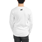White long sleeve shirt with Slot Cloth logo on back, quirky slot-themed apparel for players