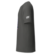 Dark gray slot-themed t-shirt with colorful side graphic and 'Slot Cloth' sleeve logo for players