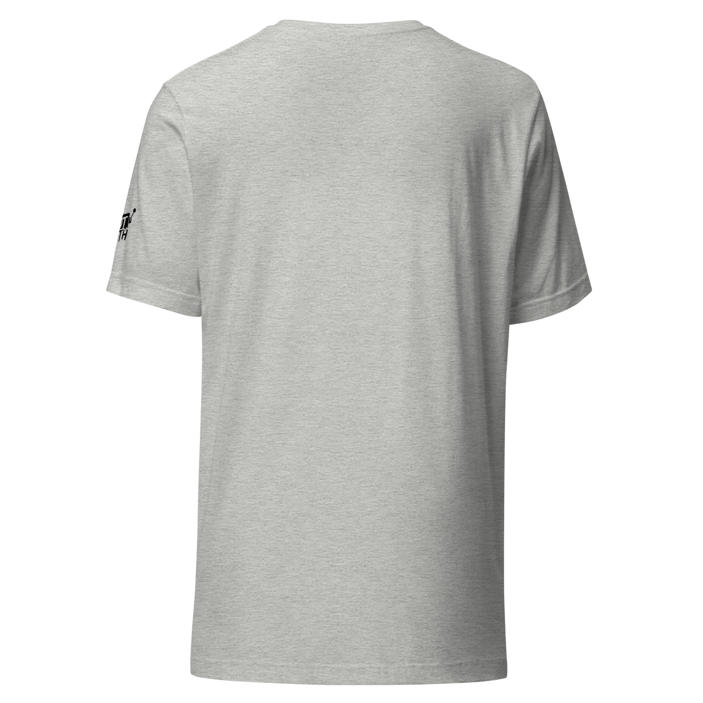 Gray slot-themed t-shirt with small black logo on sleeve, smart quirky design for players