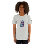 Gray t-shirt with quirky slot machine design featuring 777 and diamonds for players and pros