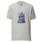 Gray t-shirt with colorful slot machine graphic, diamonds, and lucky 7s for casino lovers