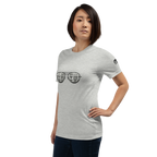 Gray t-shirt with slot machine-themed sunglasses design for quirky casino fashion