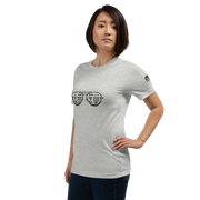 Gray t-shirt with slot machine-themed sunglasses design for quirky casino fashion