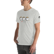Gray t-shirt with 'I ❤️ triple pots' design featuring three pots of gold, perfect for slot-themed fashion.