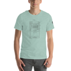 Mint green t-shirt with slot machine diagram design for players and professionals