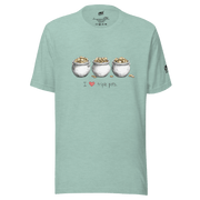 Mint green t-shirt with 'I ❤️ triple pots' graphic, featuring three coin-filled pots, perfect for slot lovers.