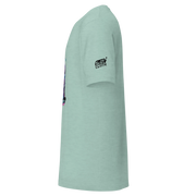 Mint green slot-themed t-shirt with 'Slot Cloth' logo and colorful side graphic design