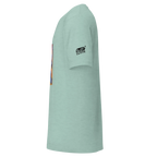 Mint green slot-themed t-shirt with 'Slot Cloth' logo on sleeve and side graphic design