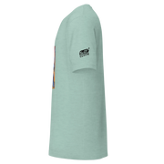 Mint green slot-themed t-shirt with 'Slot Cloth' logo on sleeve and side graphic design