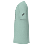 Mint green slot-themed t-shirt with technical diagram print and Slot Cloth logo on sleeve