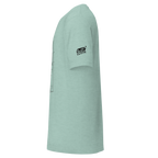 Mint green Slot Cloth t-shirt with quirky slot-themed design and logo on sleeve