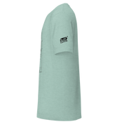 Mint green Slot Cloth t-shirt with quirky slot-themed design and logo on sleeve