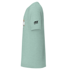 Mint green slot-themed t-shirt with 'Slot Cloth' logo and coin bag graphic, quirky casino apparel for players.
