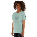 Slot-themed t-shirt with vintage machine blueprint design for players and pros