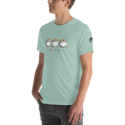 Mint green t-shirt with 'I ❤️ triple pots' graphic, featuring three pots of gold coins, perfect for slot lovers.