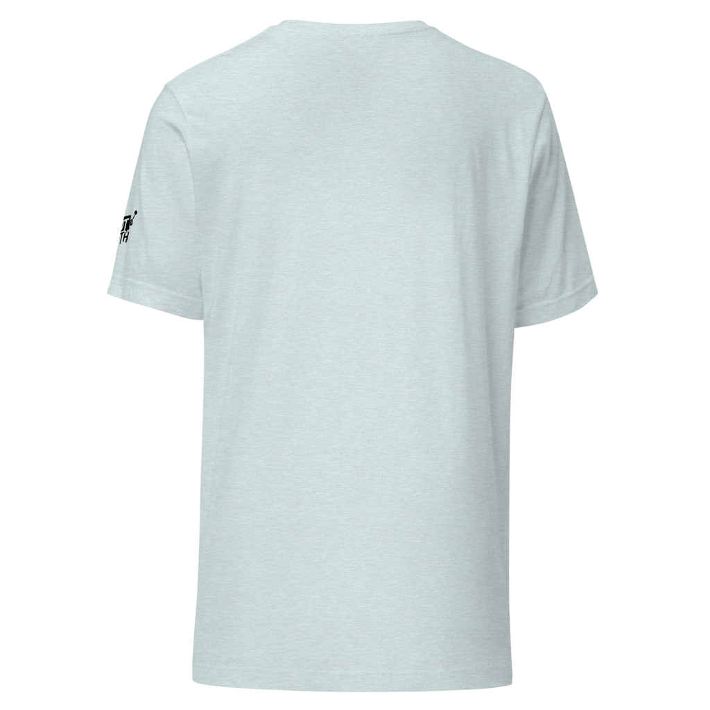 Light gray slot-themed t-shirt with small black graphic on sleeve, casual gaming apparel
