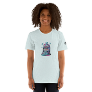 Light blue t-shirt with colorful slot machine graphic, perfect for casino lovers and players